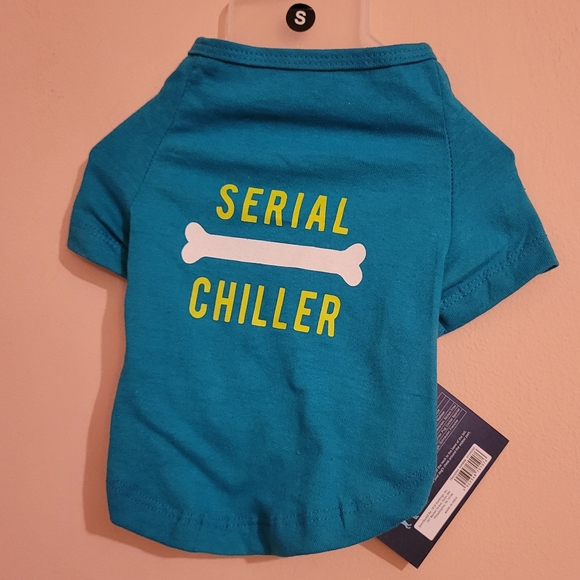 Teal Small Dog 'Serial Chiller' Tee Shirt, S, NWT - Picture 2 of 5